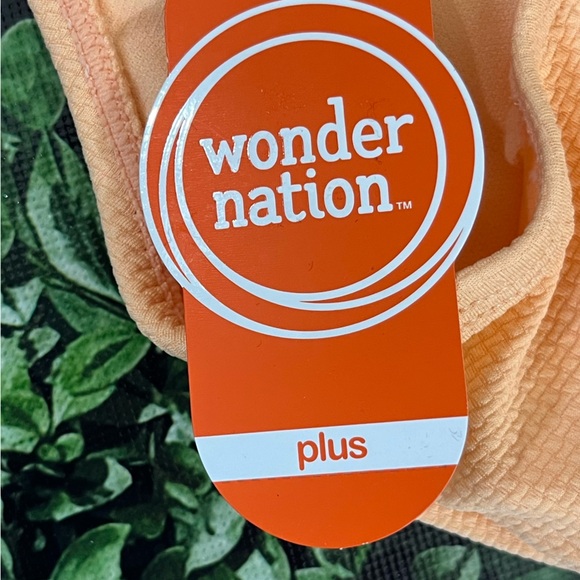 Wonder Nation ColorBlock Tie Waist One Piece Swimsuit 10/12 Plus Pink Orange - Picture 9 of 11